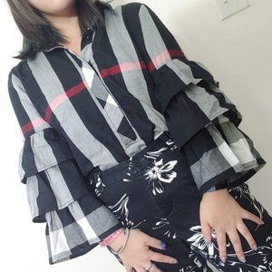Collection 210 Ruffled Tiered Plaid Tunic
